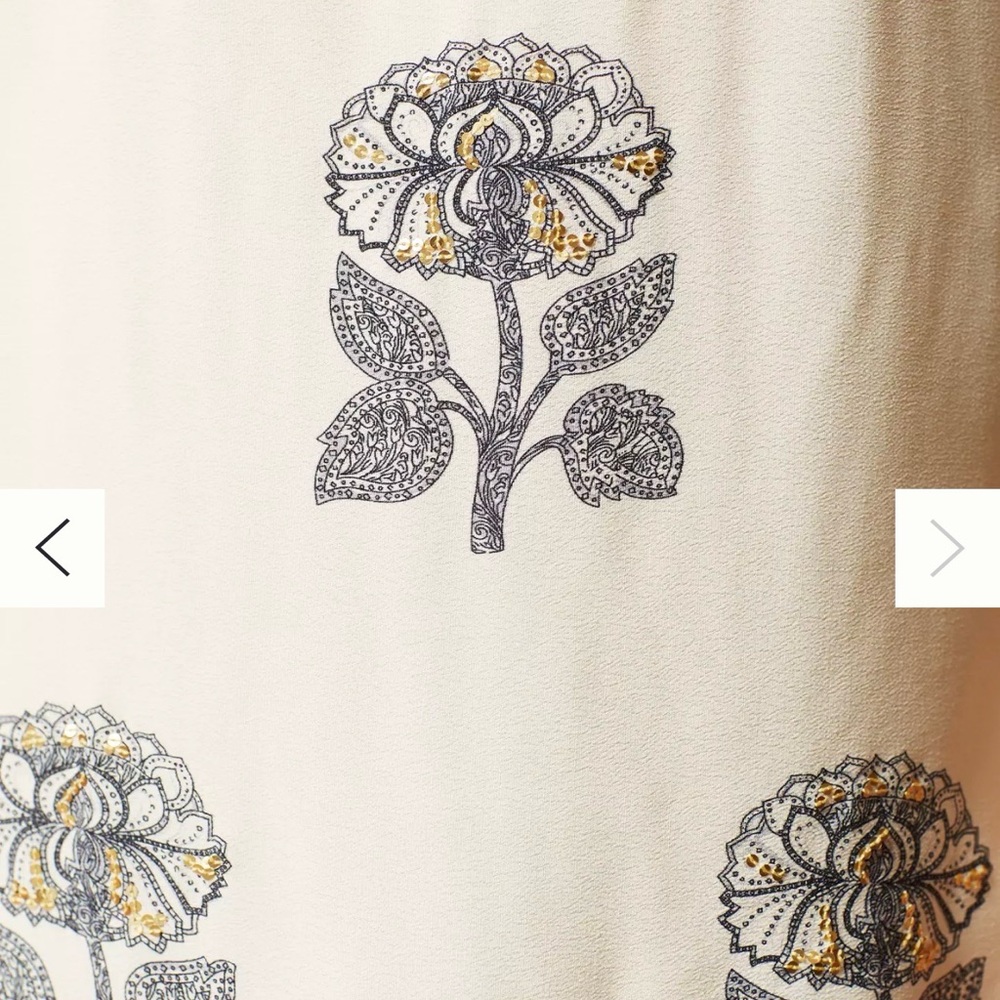 Maeve White Shift Dress with Gray & Yellow Floral Motif - Picture 12 of 14